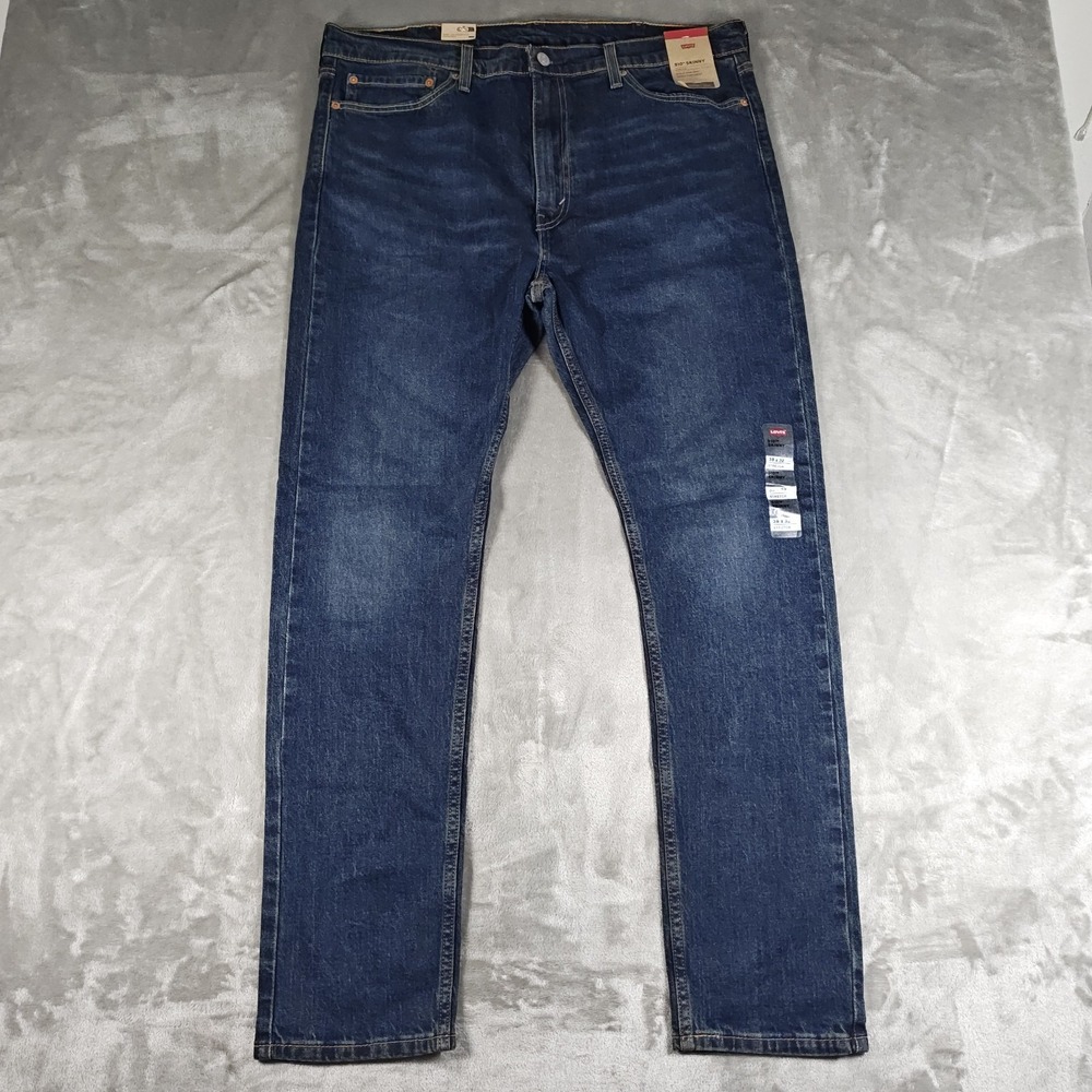 Levis 510 Skinny Jeans Mens 38x32 Blue Denim Dark Wash Stretch Grunge Rock New